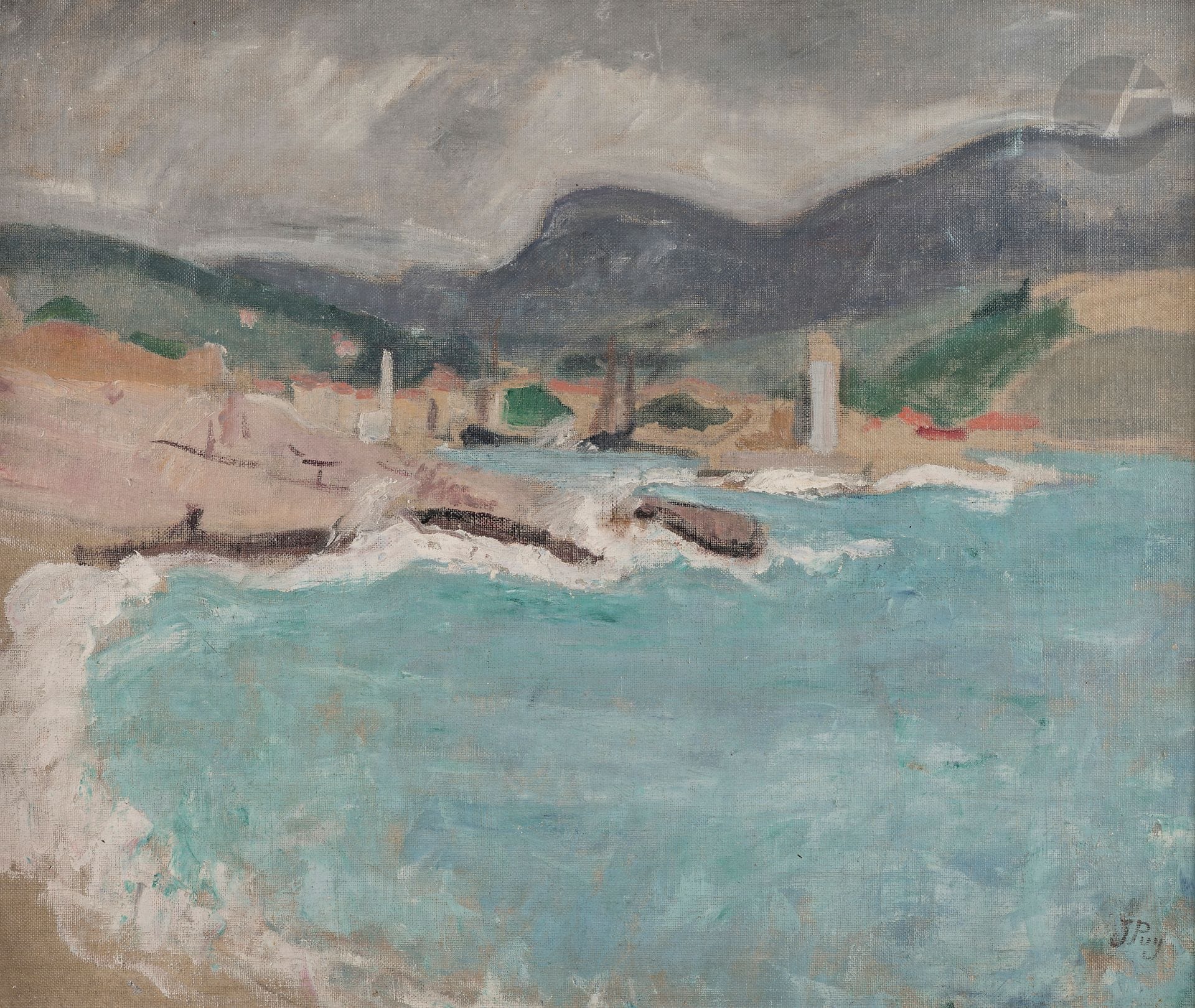Jean PUY (1876-1960)
Vue de Collioure, vers 1920-30
Huile sur toile contrecollée sur panneau.
Signée en bas à droite.
(Petits gondolement de la toile).
46 x 55 cm