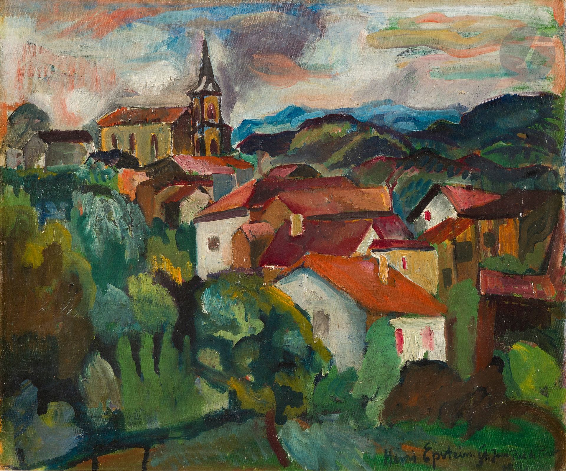 Henri EPSTEIN (1892-1944)
Saint-Jean-Pied-de-Port, 1921
Oil on canvas.
Signed, dated and titled lower right.
46 x 55 cm