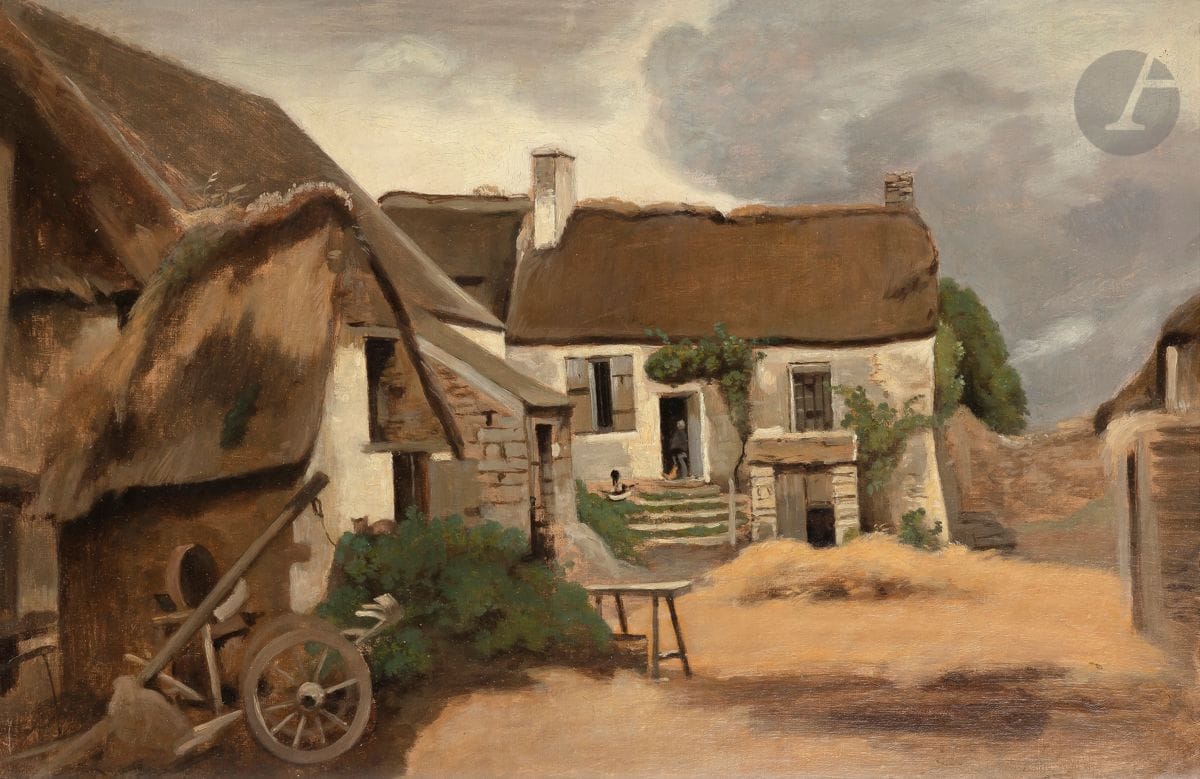 Jean-Baptiste Camille COROT (1796-1875)
Fontainebleau, cour de ferme
Huile sur toile marouflée sur panneau.
Signée en bas à gauche.
35 x 55 cm

Provenance : 
- Collection André Julien Prevost.
- Vente J., 6 avril 1876, n° 19.

Bibliographie : 
Alfred Robaut, L’Œuvre de Corot, Catalogue raisonné et illustré, Paris, Éditions Floury, Tome II, 1905, n° 29, pp. 14-15.

Un certificat de Monsieur Martin Dieterle et Madame Claire Lebeau, en date du 3 octobre 2009, sera remis à l’acquéreur. 

Cette oeuvre a été copiée par André Julien Prevost, élève de Corot.