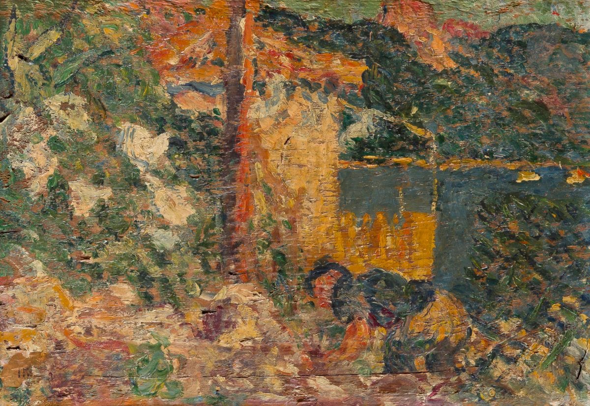 Louis VALTAT (1869-1952)
La Baie d’Agay, vers 1895
Huile sur panneau.
18,5 x 28 cm

Provenance :
Vente Tajan, Paris, 9 mars 2010, n° 31.

Cette œuvre est enregistrée aux Archives de l’Association des Amis de Louis Valtat.
Un avis d’inclusion a été émis, perdu à ce jour.