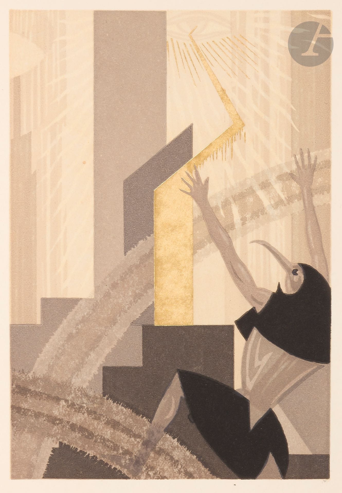 LALAU (Maurice) - ROSNY. (Joseph-Henry).
Tabubu. Roman égyptien.
Paris: Jules Meynial, [1932]. — In-12, 182x141: (6 ff. 3 premiers blancs), 112 pp., (6 ff. 2 derniers blancs), couverture illustrée. En feuilles, couverture rempliée, emboîtage en toile grise moderne.

Première édition illustrée de ce roman égyptien paru pour la première fois en 1894, tirée à 110 exemplaires numérotés sur vélin de Madagascar.
Elle est illustrée de 71 compositions du peintre Maurice LALAU (1881-1961), dont 10 à pleine page, toutes rehaussées d’or et de palladium.
IL S’AGIT DE L’UN DES PLUS BEAUX LIVRES ILLUSTRÉS ART DÉCO.
Commencé en 1928 et imprimé en 1932, son intérêt réside autant dans la qualité de son illustration que dans celle de son impression réalisée par Lalau lui-même dans son atelier, avec la collaboration de Raymond Jacquet.
Exemplaire très bien conservé.