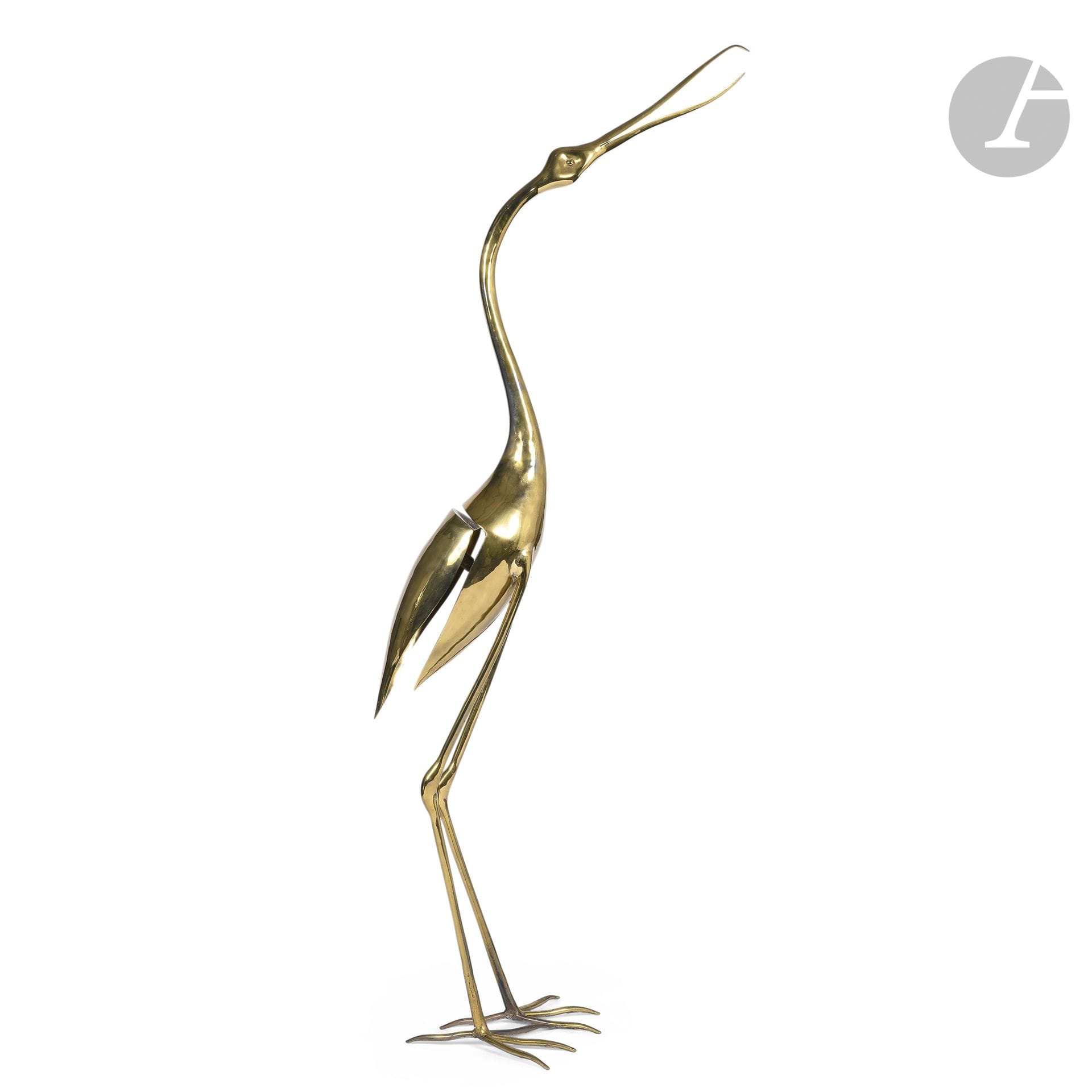 ALAIN CHERVET (B. 1944)
Flamingo, 1979
Sculpture. Brass brassware proof. Signed and dated CHERVET (19)79 on the wings. H. 197 cm