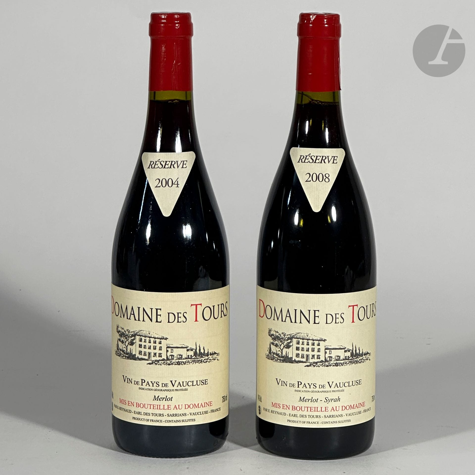 1 B VIN DE PAYS DE VAUCLUSE MERLOT-SYRAH, Domaine des Tours, 2008
1 B VIN DE PAYS DE VAUCLUSE MERLOT, Domaine des Tours, 2004
