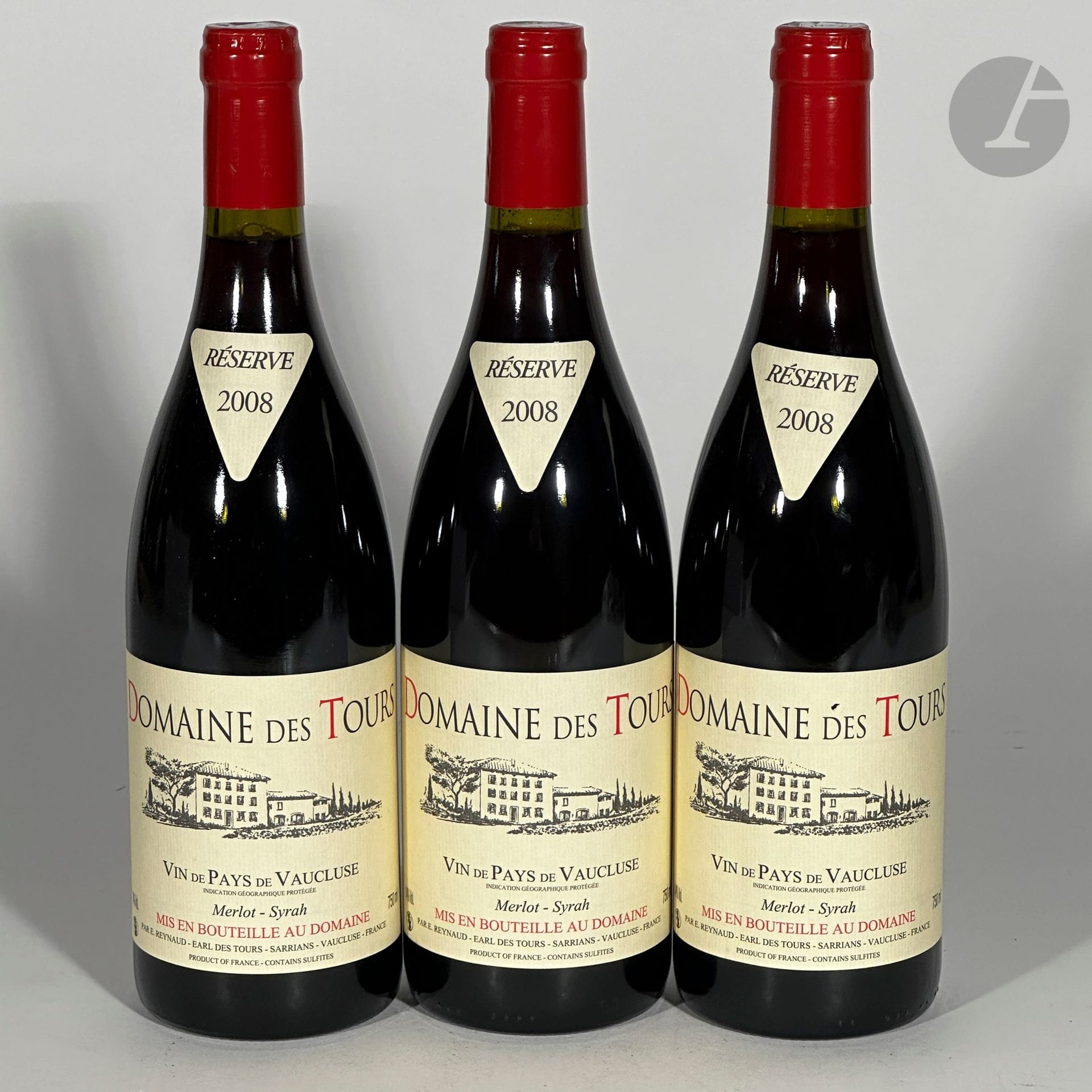 3 B VIN DE PAYS DE VAUCLUSE MERLOT-SYRAH, Domaine des Tours, 2008