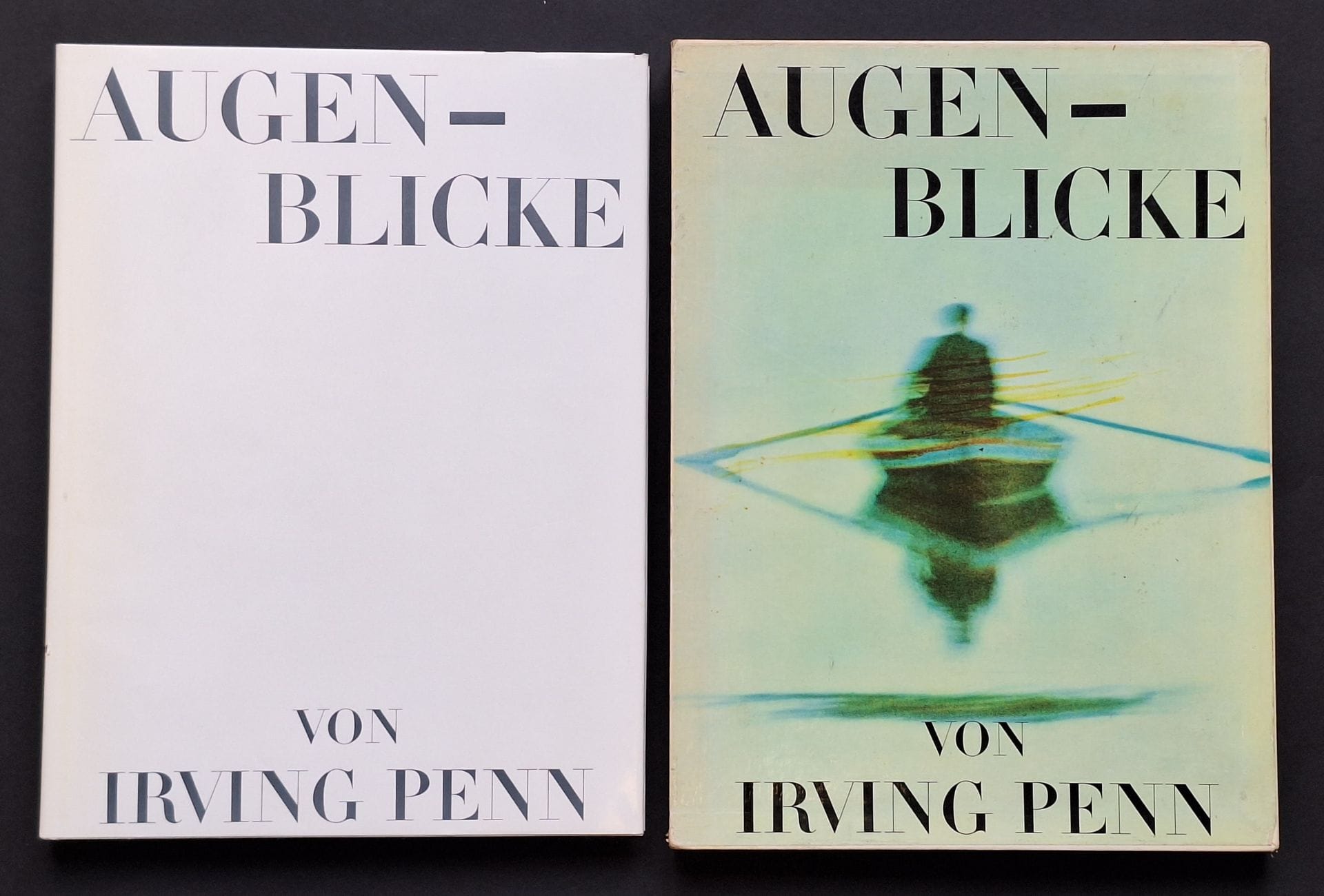 PENN, IRVING (1917-2009)
Augenblicke.
C.J.Bucher AG., Luzern, 1960.
In-4 (35 x 26 cm). Édition originale allemande. Introduction d'Alexander Liberman. 184 pp. Reliure en tissu sous jaquette titrée et emboîtage illustré.