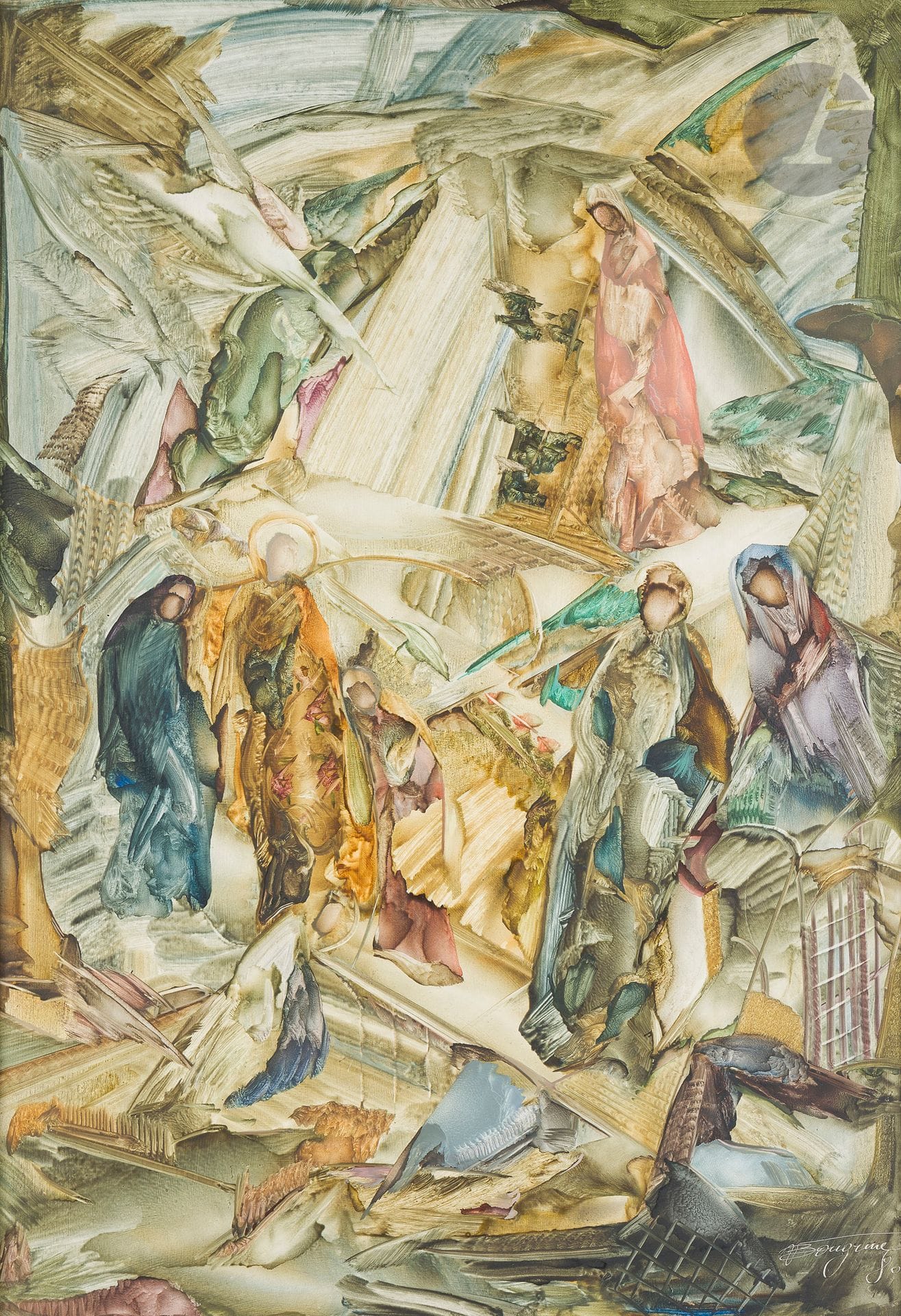 Vladimir Alexandrovitch BOUGRINE (1938-2001)
«Icônes» 
Quatre huiles sur toile.
Trois signées et datées en bas à droite, une datée 1980 et deux datées 1985.
73 x 60 cm; 65 x 51 cm; 55 x 46 cm et 74 x 51 cm