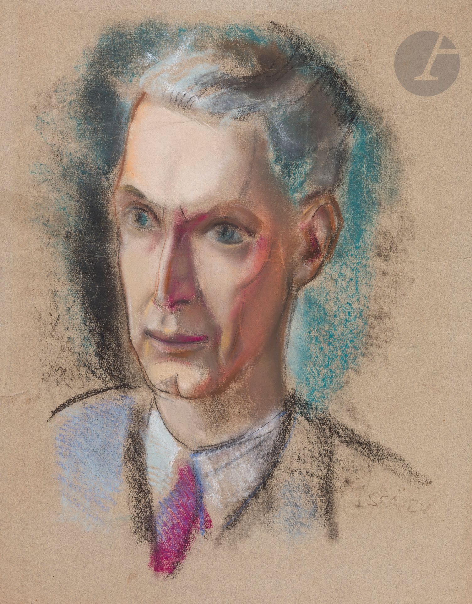 Nicolas Alexandrovitch ISSAIEV (1891-1977)
Portrait d’homme
Pastel.
Signé en bas à droite.
Étude de femme au dos.
(Pliure et petite déchirure en marge).
51,5 x 41 cm