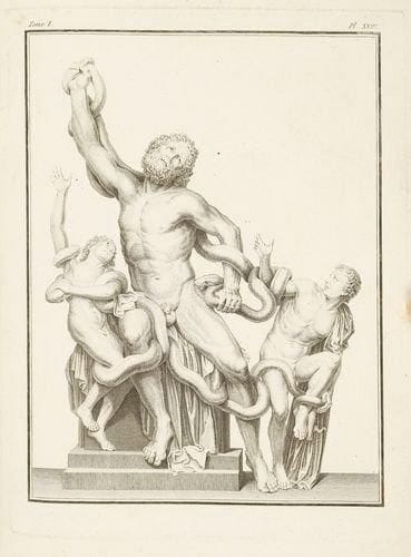 WINCKELMANN (Johann-Joachim)
Histoire de l'art chez les anciens. Paris: H. J. Jansen et Cie, An II (1793) (Tome I); Paris: Bossange, Masson et Besson, XI-1802 (Tome II) et 1803 (Tome III). - 3 tomes en deux volumes in-4, portr., cij, 695 pp., 25 pl.; front., (2 ff.), 692 pp., 37 pl.; front., 405 pp., (1 f.), 3 pl. Veau fauve, double filet à froid en encadrement et armes dorées au centre sur les plats, dos à nerfs orné, tranches marbrées, roulette dorée intérieure (Weber). Très belle édition de l'Histoire de l'art chez les anciens, sans conteste l'oeuvre maîtresse de l'écrivain et archéologue allemand Winckelmann, l'un des fondateurs de l'histoire de l'art moderne. Cette édition propose la traduction du texte par Huber, revue par Jansen. Ces trois volumes sont annoncés comme les 3 premiers d'une série de 8; il s'agit en réalité des seuls parus. Le premier volume porte au faux-titre l'indication "Oeuvres complètes de Winkelmann". Le texte est précédé d'un éloge de l'auteur par le professeur Heyne et d'un abrégé de sa vie par Huber. Il est suivi de 7 textes dont plusieurs de M. Heyne. Le second volume contient la fin de l'Histoire de l'art, suivie des Obervations sur l'Architecture des anciens et des Observations sur le Temple de Girgenti. Le troisième volume forme la seconde partie du tome II. Il contient la Lettre du père Paolo, sur l'origine et l'antiquité de l'architecture, un texte de Rode et Riem intitulé De la peinture chez les anciens, pour servir de suite à l'histoire de l'art, et se termine par deux textes de M. Hayne, De la toreutique chez les anciens et Observations sur quelques passages de l'histoire de l'art. L'édition est illustrée de 3 frontispices, dont un portrait de l'auteur, de trois vignettes de titre, de 86 figures (3 à pleine page, 47 culs-de-lampe, 36 bandeaux), et de 65 planches, le tout finement gravé sur cuivre. Certaines compositions sont signées Copia. EXEMPLAIRE AUX ARMES DE LA FAMILLE PAVÉE DE VENDEUVRE. Bel exemplaire. Travail de ver à une charnière du premier volum