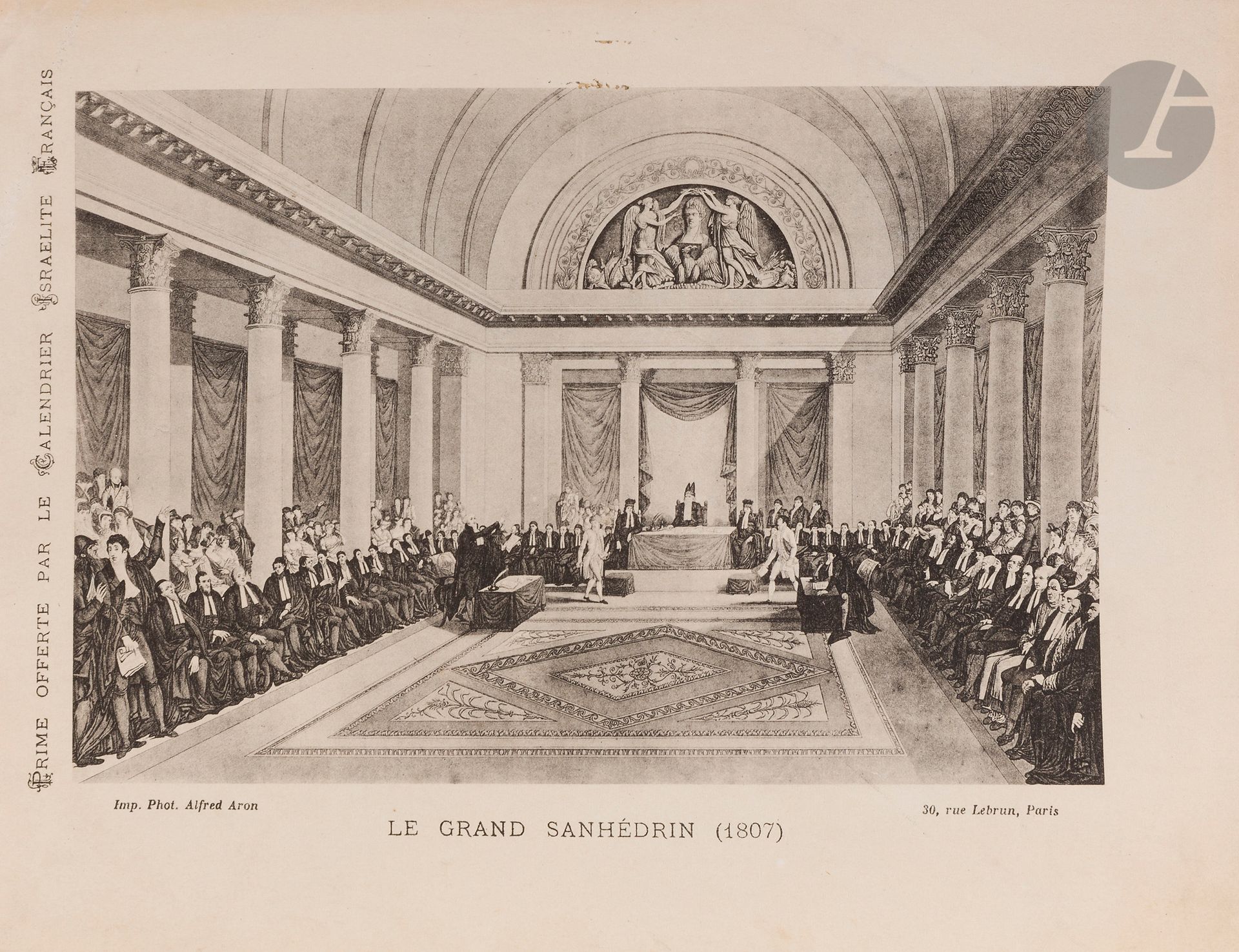 Michel François DAMANE-DEMARTRAIS (d’après) 
Le Grand Sanhédrin 
Reproduction offerte par le calendrier israélite français.


 

Mots clés :
judaïca, juif, juive, hébreux, rabbins, jewish, torah, hebrew, hebraica, judaisme, synagogue, sionisme, pessah, pessach, haggada, haggadah, hagada, hagadah, passover, menora, menorah, hannuka, hannuca, hannoucca, hanouccah, torah, juden, israélite, Israël, antisemitism, antisémitisme, dreyfus, meguila, sepharade, sefarad, ketouba
