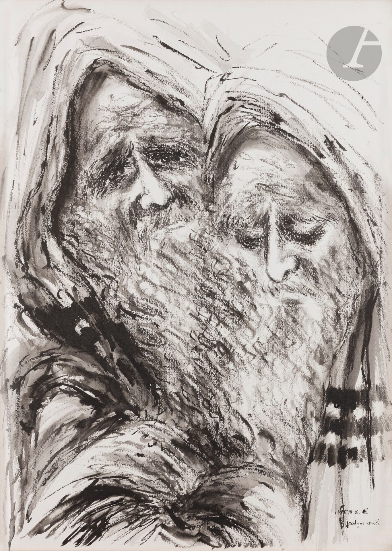 Jocelyne AMIEL (20th century)
Old Jews with talit
Ink on paper. 
Signed lower right. 
74 x 54 cm
Framed.


 

Keywords:
judaica, jew, jewish, hebrew, rabbis, jewish, torah, hebrew, hebraica, judaism, synagogue, zionism, pessah, pessach, haggada, haggadah, hagada, hagadah, passover, menora, menorah, hannuka, hannuca, hannucca, hanouccah, torah, juden, israélite, Israël, antisemitism, antisémitisme, dreyfus, meguila, sepharade, sefarad, ketouba