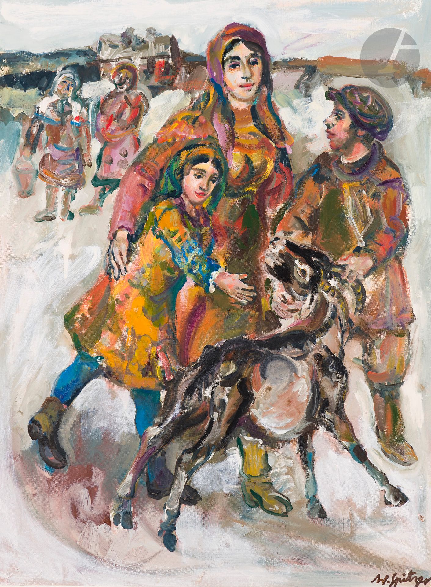 Walter SPITZER (1927-2021) 
Au revoir à la chèvre, juin 1971 
Huile sur toile. 
Signée en bas à droite et titrée. Datée et signée au dos. 
74 x 53,5 cm
Cadre.


 

Mots clés :
judaïca, juif, juive, hébreux, rabbins, jewish, torah, hebrew, hebraica, judaisme, synagogue, sionisme, pessah, pessach, haggada, haggadah, hagada, hagadah, passover, menora, menorah, hannuka, hannuca, hannoucca, hanouccah, torah, juden, israélite, Israël, antisemitism, antisémitisme, dreyfus, meguila, sepharade, sefarad, ketouba