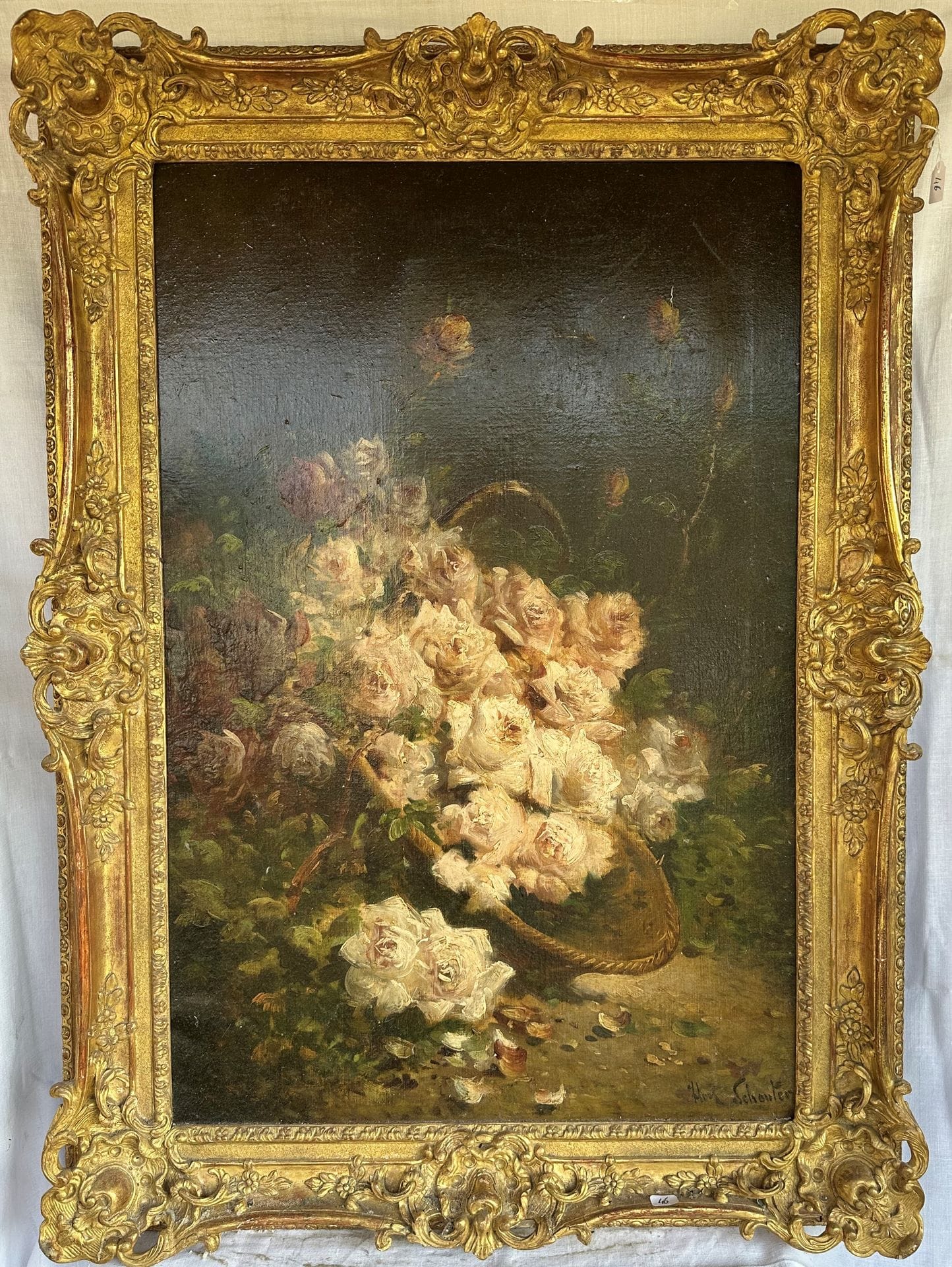 Paul Henry SCHOUTEN (1860-1922)
Le Panier au bouquet de roses
Huile sur toile.
Signée en bas à droite
80 x 58 cm