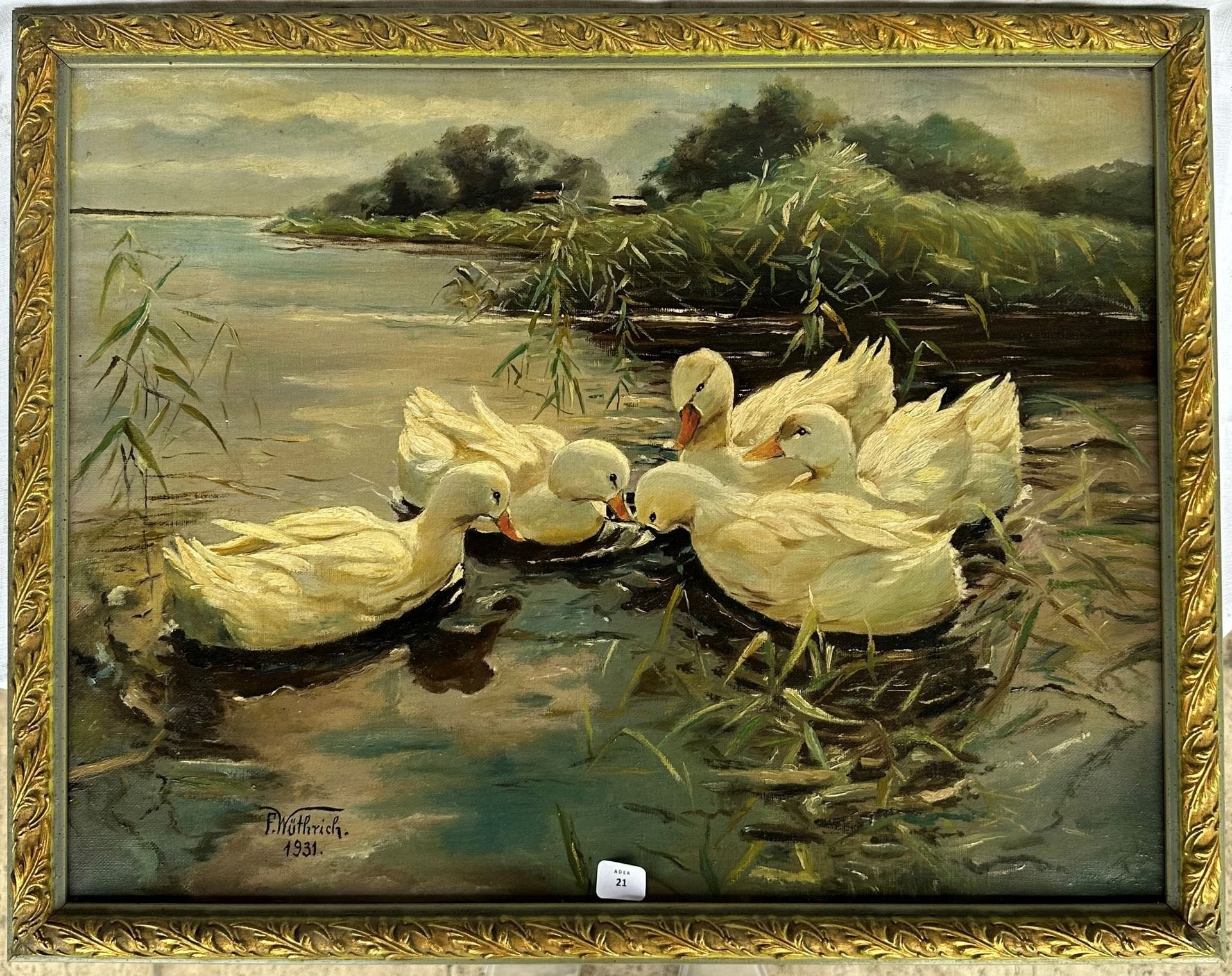 F. WÜTHRICH (XXe siècle)
Les canards sur la mare, 1931
huile sur toile signée et datée en bas à gauche