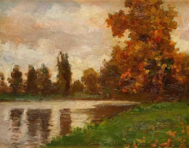 ÉCOLE MODERNE
Au bois de Boulogne. Huile sur carton, porte une signature E. Brunini en bas au milieu. 19 x 24 cm