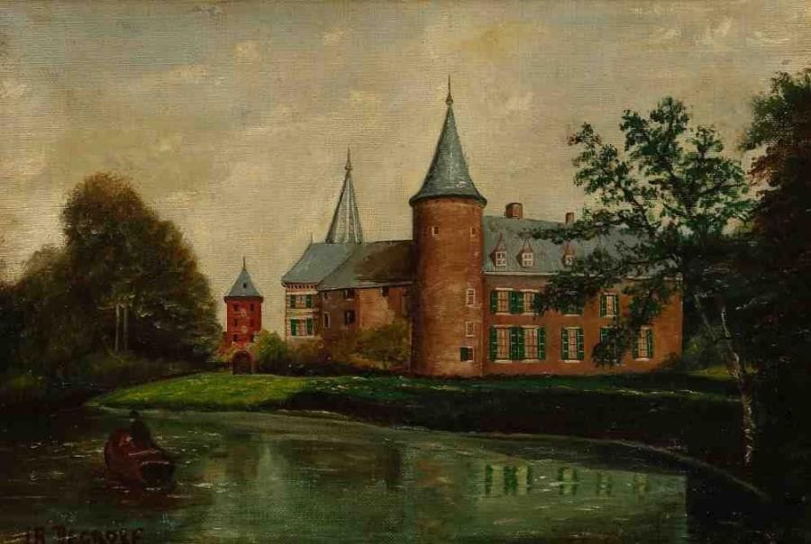 ÉCOLE DU NORD
Le château. Huile sur toile, porte une signature en bas à gauche. 24 x 35 cm. (Restaurations)