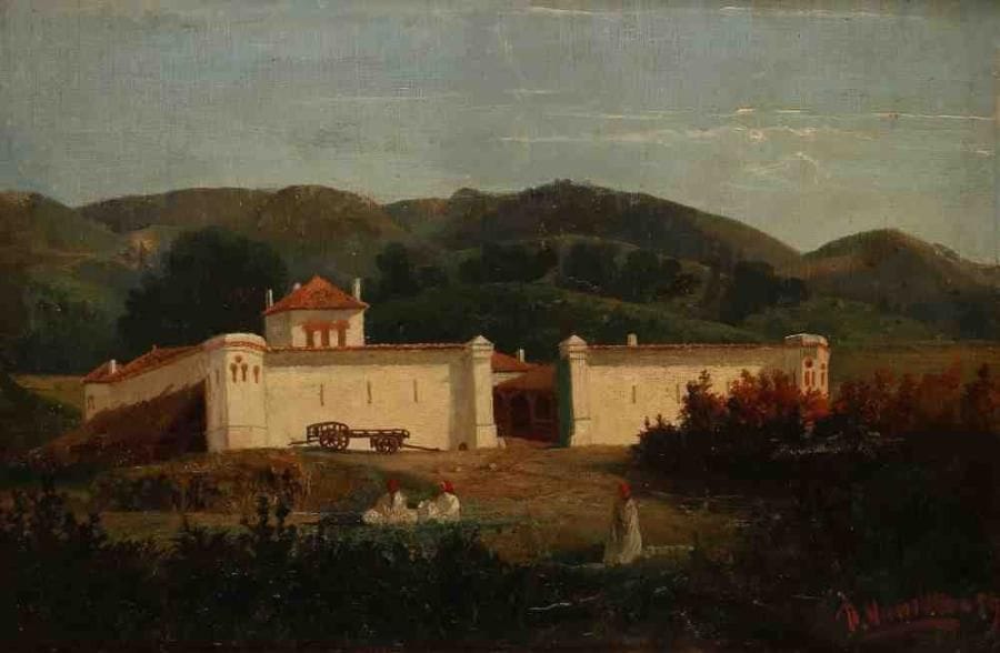 ÉCOLE ORIENTALISTE
Le fort. Huile sur carton, porte une signature et une date en bas à droite. 27 x 40 cm