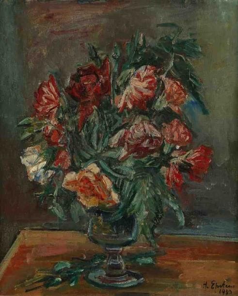 Henri EPSTEIN (18921944) [Polonais]
Bouquet au vase en verre, 1930. Huile sur toile, signée et datée en bas à droite. 46 x 38 cm