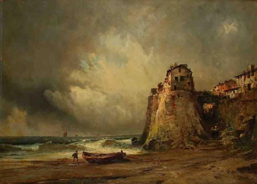 ATELIER GODCHAUX
Village de pêcheurs. Huile sur toile, signée vers le bas à droite. 54 x 74 cm