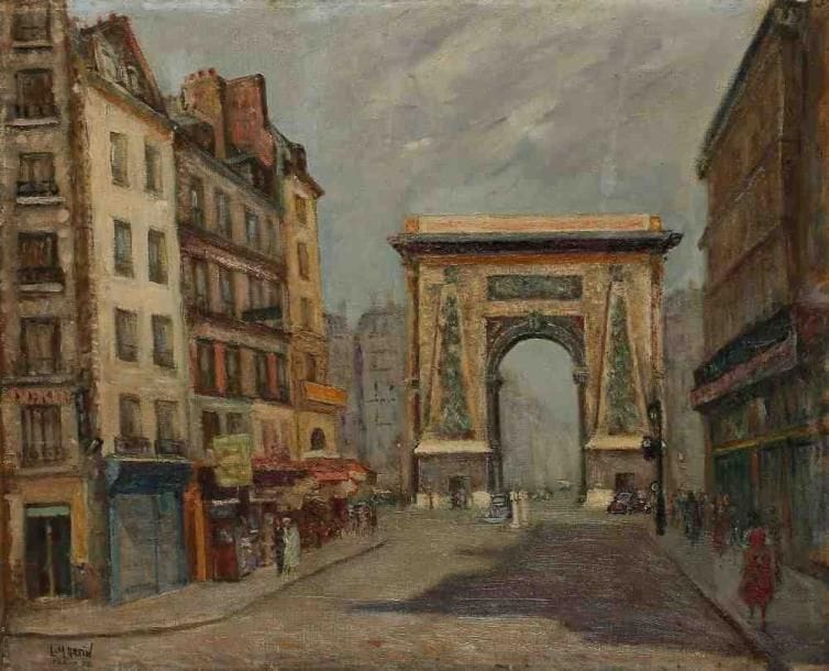 L. MARTIN
Paris, la porte Saint Denis. Huile sur toile, signée en bas à gauche, resignée au dos. 50 x 61 cm