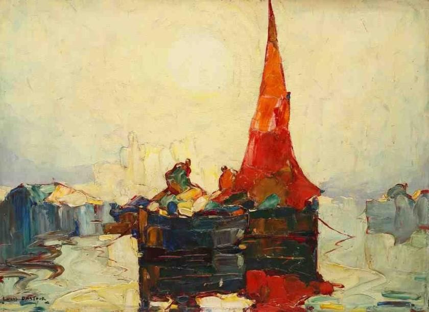 Louis PASTOUR (18761948)
Cannes, Hymne au soleil, 1932. Huile sur toile, signée en bas à gauche, résignée, datée et titrée et située au dos. 23,5 x 33 cm