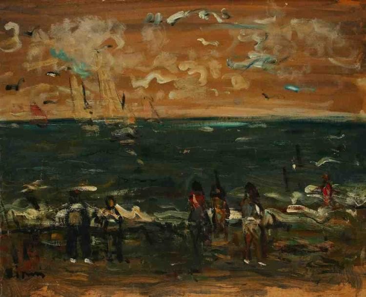 Sylvain VIGNY (19021970)
Sur la plage. Huile sur carton, signée en bas à gauche. 49 x 59 cm