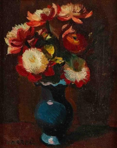 Georges DAREL (18921943) [Suisse]
Bouquet au vase bleu. Huile sur carton, signée en bas à gauche. 27 x 22 cm