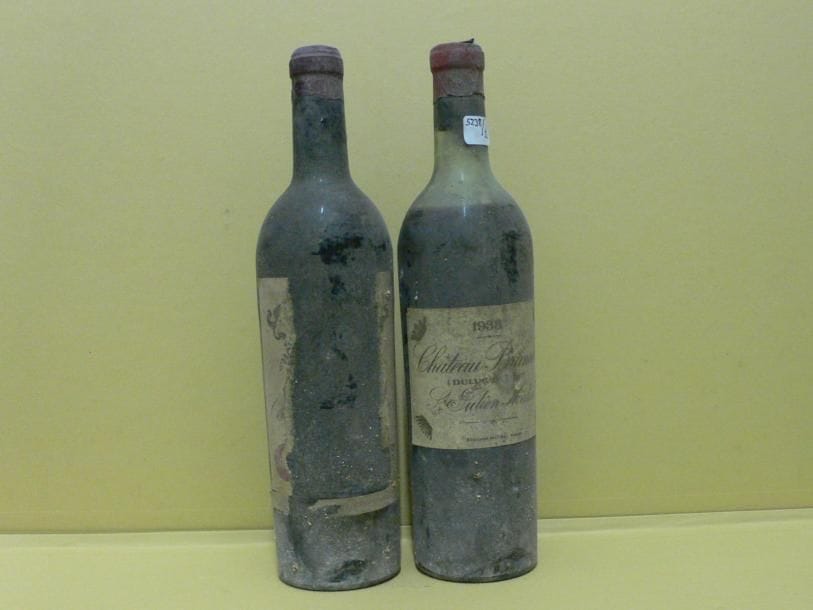 3 bouteilles CH. BRANAIRE-DUCRU, 4° cru St-Julien 1938 (B/V, ets)