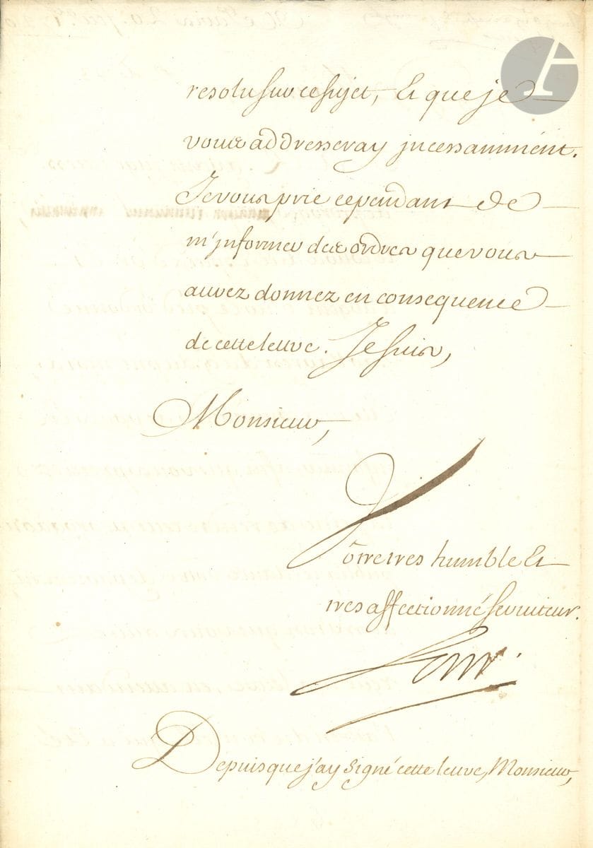 John LAW (1671-1729) célèbre financier et banquier, contrôleur général des Finances. L.S., Paris 20 février 1720 ; 2 pages et demie in-fol.


 Il annonce que S.A.R. [le Régent] a jugé nécessaire " de proroger le cours des Especes d'or et d'argent sur le pied ordonné par l'arrest du 9 du présent mois ", et envoie un exemplaire de cet " arrest de prorogation ", pour le " faire publier et afficher "... [Cette mesure était destinée à détacher la foule des espèces et à inciter à les échanger contre du papier monnaie.]
 On joint cet Arrest du Conseil d'Estat du Roy du 20 février 1720 (Paris, Imprimerie royale, 1720).