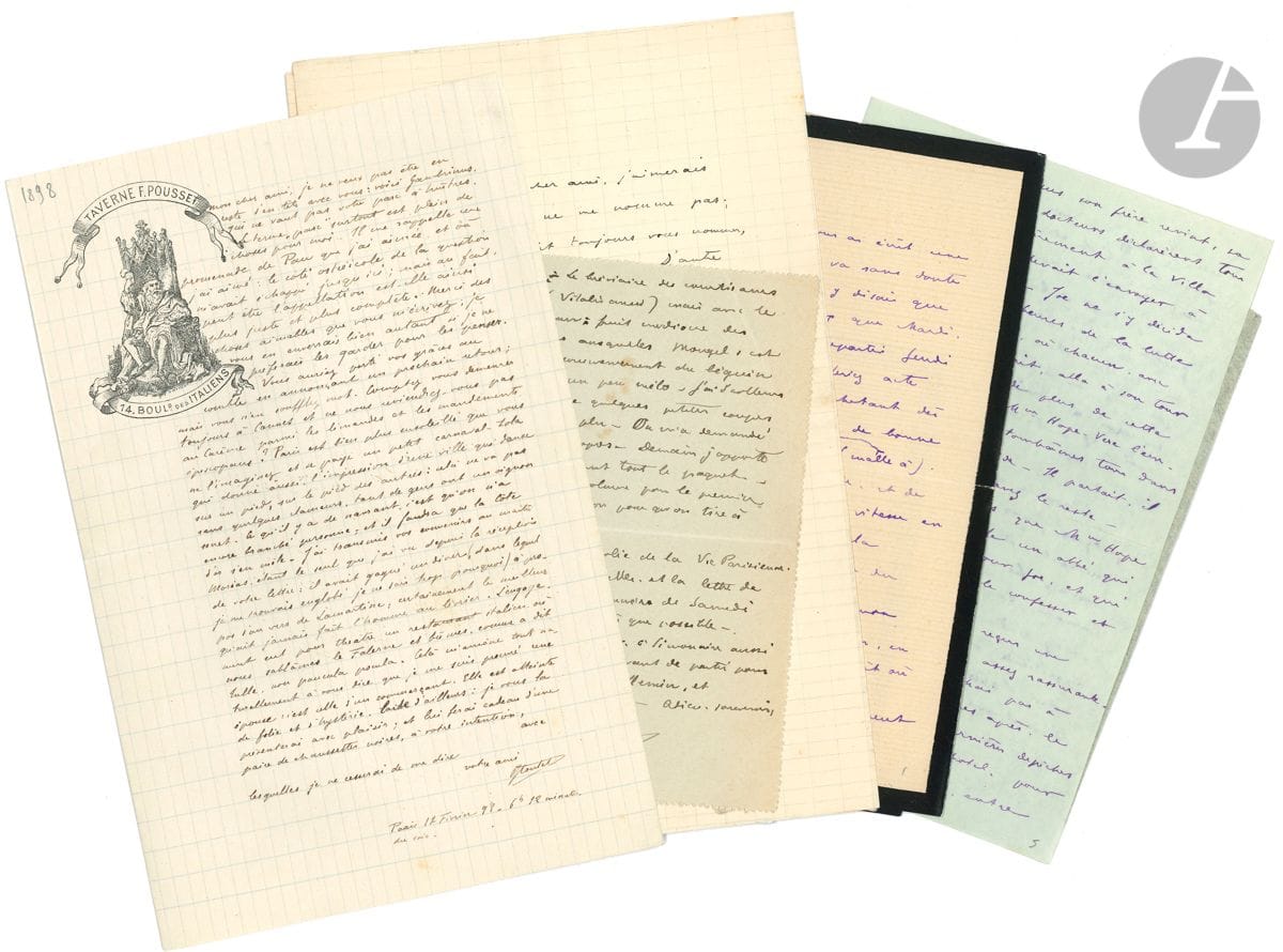 Paul-Jean TOULET. 73 L.A.S. (dont 44 sur cartes postales), [1898-1914], à Maurice Sailland dit Curnonsky ; environ 85 pages formats divers, adresses et enveloppes.


 Importante correspondance amicale, littéraire et fantaisiste.