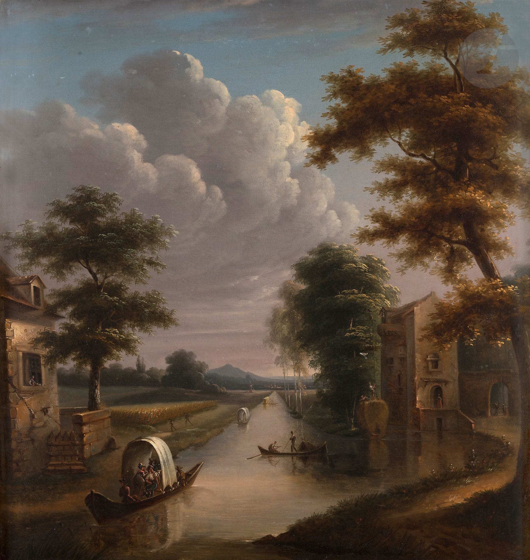 École HOLLANDAISE du XIXe siècle
Paysage au canal
Toile
63 x 59 cm