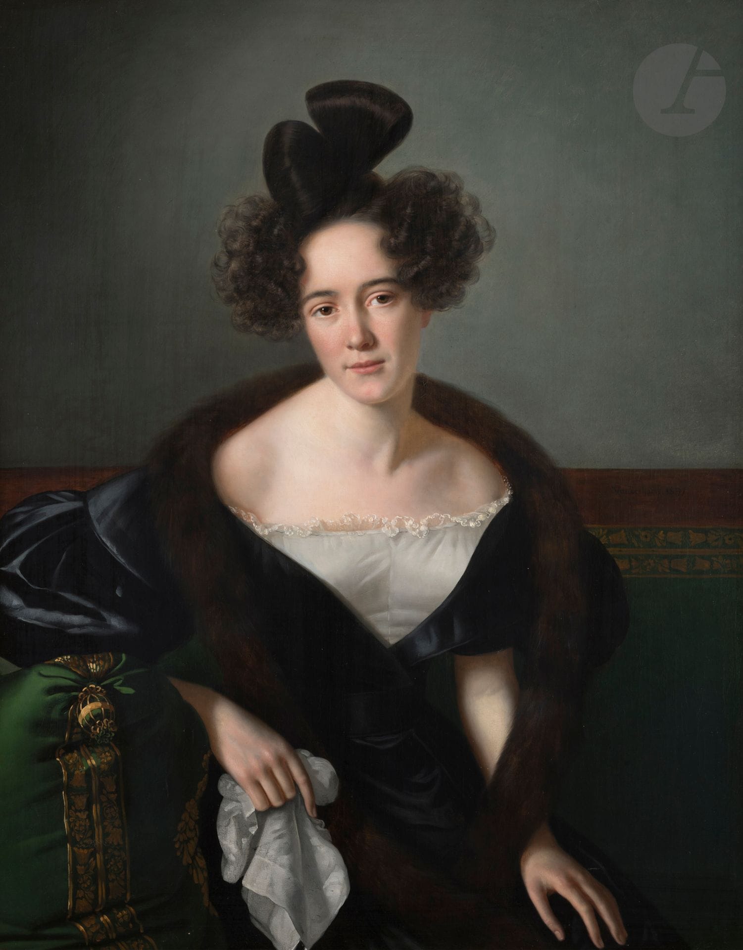 Jean Joseph VAUDECHAMP (Rambervillers 1790 - Neuilly-sur-Seine 1866)
Portrait de femme
Toile d'origine
Signée et datée à droite " Vaudechamp 1831 "
100 x 81 cm
(Accidents) 

Ancien élève de Girodet-Trioson et de l'Ecole des Beaux-Arts, Jean-Joseph Vaudechamp exposa au Salon pendant près de trente ans de 1817 à 1848, essentiellement des portraits. De 1831 à 1839, il passa les mois d'hiver dans le " Quartier Français " de la Nouvelle-Orléans où il devint très vite le portraitiste à la mode de la bourgeoisie de la ville, propriétaires de plantations ou marchands de coton et de sucre, désireux de commémorer leur succès social en lui commandant leur effigie. Son style néo-clacique teinté de romantisme détermina les débuts de plusieurs peintres dans la région. Dès 1834, William Dunlap indiquait que Vaudechamp avait gagné la somme étonnante de 30 000 $ au cours de ses trois premières saisons en Louisiane. Une monographie lui a été consacrée récemment (William Keyse Rudolph, " Vaudechamp in New Orleans ", Historic New Orleans Collection, 2007).