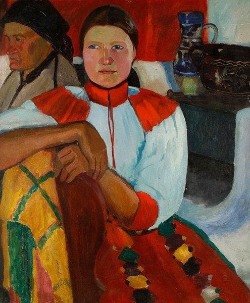 ÉCOLE HONGROISE
Jeune femme en costume traditionnel Huile sur toile. Trace de signature en bas à droite. Porte la mention Rippl Ronai sur le châssis. 71 x 60.50 cm