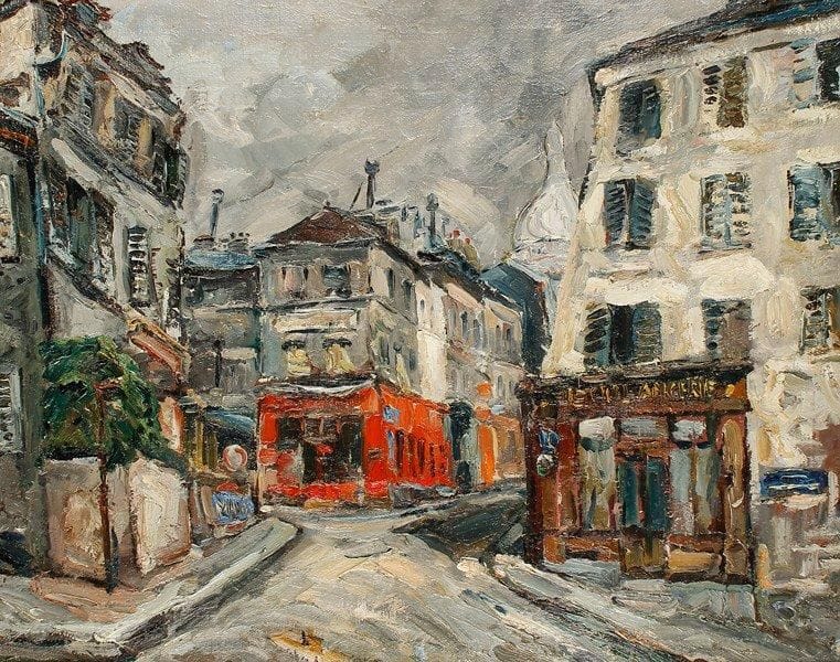 ÉCOLE MODERNE
Montmartre, rue Norvins Huile sur toile. 65 x 81 cm