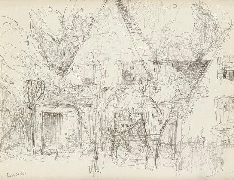 François Xavier FAGNIEZ (né en 1936)
Maisons Mine de plomb. Signée en bas à gauche. 19 x 25 cm