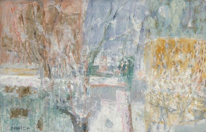 François Xavier FAGNIEZ (né en 1936)
Paysage, 1970 Huile sur toile. Signée et datée en bas à gauche. 27 x 41 cm