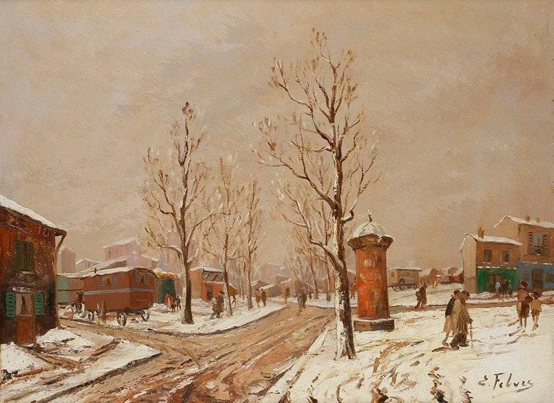 Édouard FEBVRE (1885 - 1967)
Paysage sous la neige Huile sur isorel. Signée en bas à droite. 54 x 74 cm
