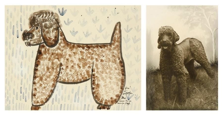 Véronique FILOZOF (1904 - 1977)
Caniche, 1960 Aquarelle. Signée, dédicacée et datée en bas à droite. 25 x 32 cm Joint: Une photo du caniche par le Studio Armand (cadre) Niggi Schoellkopf et Véronique Filozof, de Voger Gryff, Basel, 1964, dédicacé Jean Moschus, le pré Spirituel, Illustrations de Véronique Filozof, Le Club du Livre Chrétien, 1960, exemplaire n° 323. Dédicacé, complet de son encart «monastères et Laures en Palestine.» Véronique Filozof, le Périgord Noir, 1954, dédicacé. Angela Koller, Hannibal der Tolggi, illustrations de Véronique Filozof, 1962