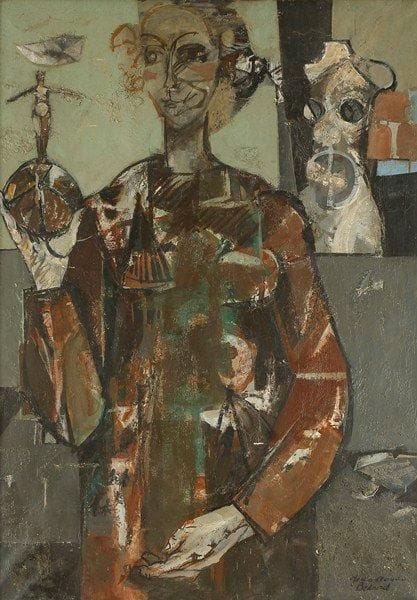 Jean - Claude BEDARD (1928 - 1987)
Femme à la statuette Huile sur toile. Signée en bas à droite. 92 x 65 cm