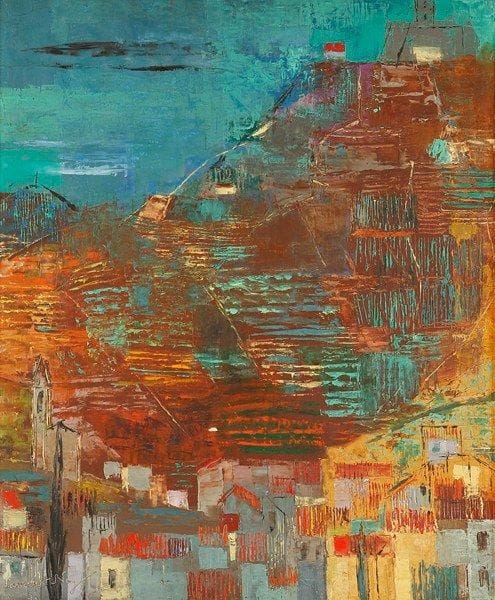 LANCELOT - NEY (1900 - 1965)
Village et son fort Huile sur toile. Signée en bas à gauche. 55 x 46 cm