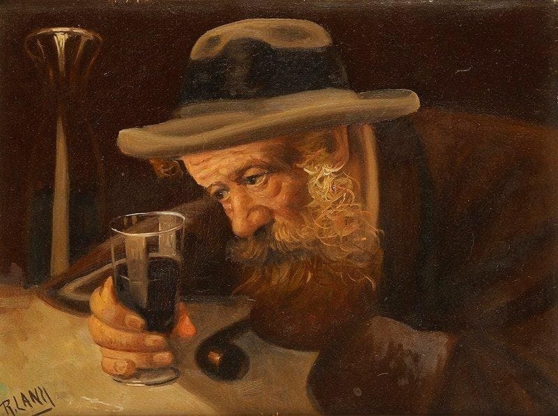 LANZ (XXe Siècle)
Vieil homme et verre de vin Huile sur toile. Signée en bas à gauche. 30 x 40 cm