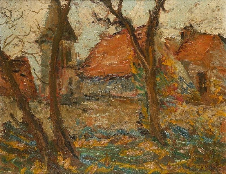 LEMAITRE (XXe siècle)
Le hameau Huile sur panneau. Signée en bas à droite. 31.50 x 41 cm