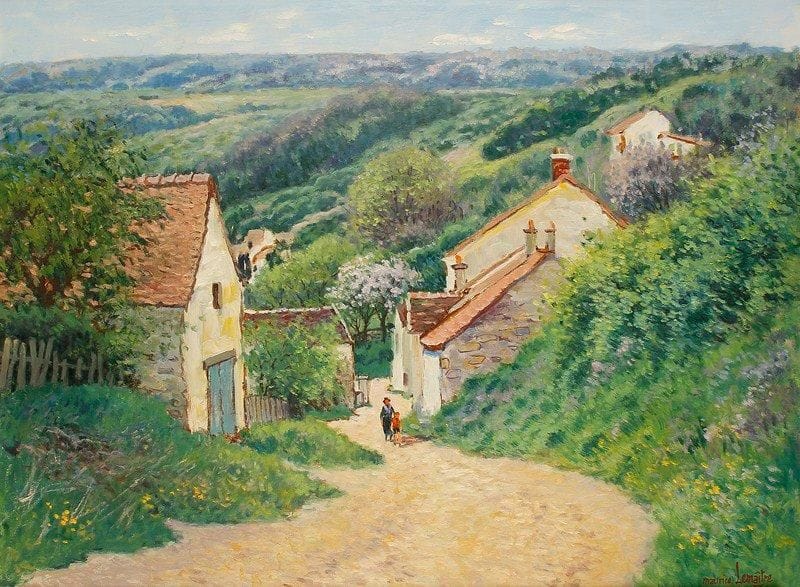 Maurice LEMAÎTRE
Avril à Crouttes - sur - Marne Huile sur toile. Signée en bas à droite. 46 x 61 cm