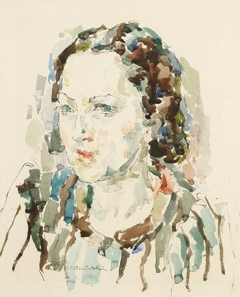 Félicia PACANOWSKA [polonaise] (1907 - 2002)
Portrait de femme Encre et aquarelle. Signée en bas à gauche 35.50 x 28.50 cm