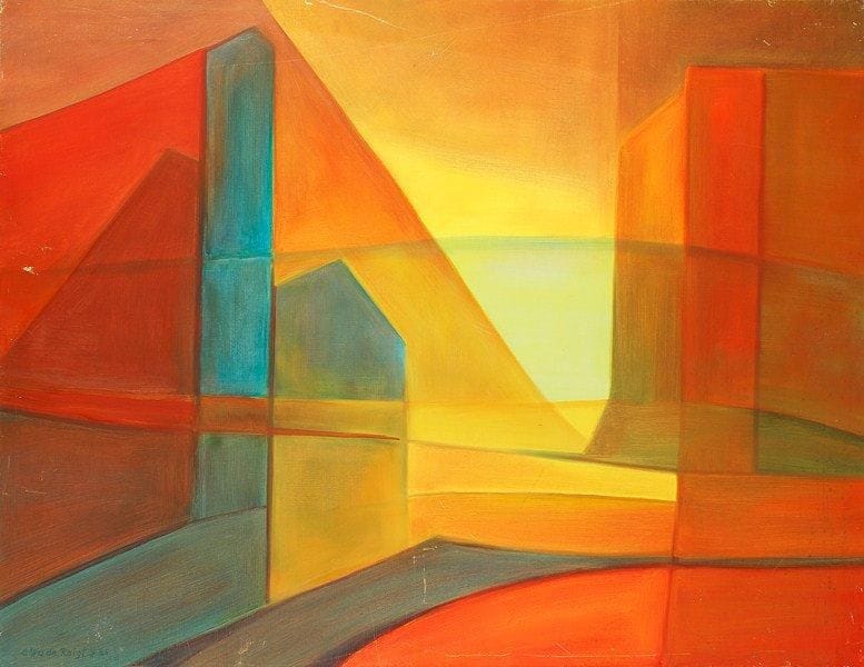 Claude ROIGT (1926 - 2001)
La rue à midi, 1985 Huile sur toile. Signée et datée en bas à gauche. Titrée au dos sur une étiquette. (Griffures). 89 x 116 cm