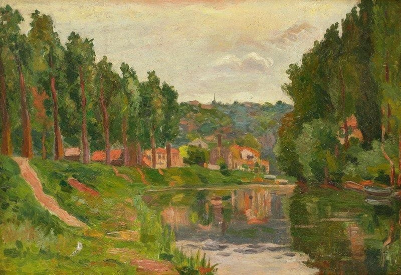 René SAINT - DELIS (1877 - 1958)
Paysage fluvial Huile sur toile. Signée à la pointe en bas à droite. Accident en bas à gauche. 31.50 x 46 cm