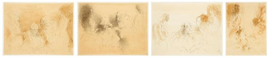 Luis ZILVETI (né en 1941)
Compositions aux personnages, 1995 Quatre encres et lavis d'encre. Toutes signées et datées en bas à droite. 65 x 50 cm chaque