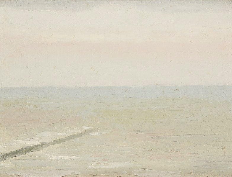 Geneviève ZONDERVAN (née en 1922)
Brise - lame à Ostende, 1977 Huile sur toile. Signée, datée et titrée au dos. 27 x 35 cm