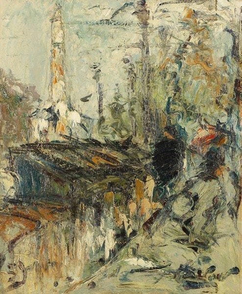 Georges BERGER (1908 - 1976)
Les quais au Pont - Marie, 1959 Huile sur toile. Signée en bas à droite et datée en bas à gauche. 55 x 46 cm