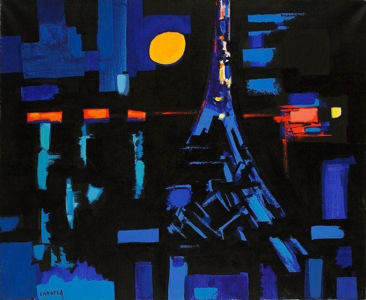 Claude CANDELA (1924 - 2001)
Paris la nuit n°4, 1988 Huile sur toile. Signée en bas à gauche. Datée et titrée au dos. 81 x 100 cm