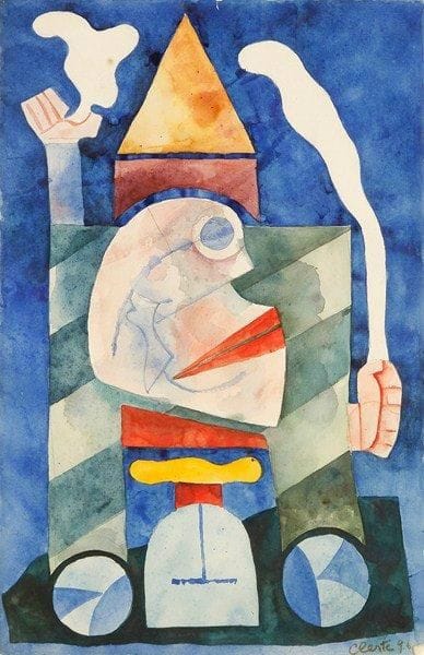 Jean CLERTE (né en 1930)
Personnage, 1996 Aquarelle. Signée et datée en bas à droite. 44 x 28 cm